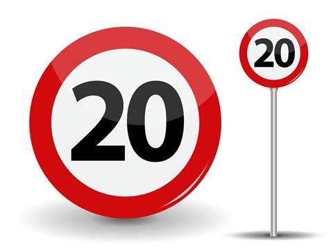 red road sign speed limit  kilometers  hour  vector art  vecteezy