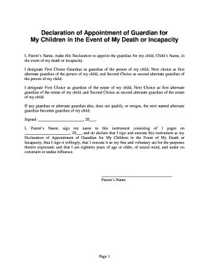 printable child guardianship forms  case  death airslate signnow