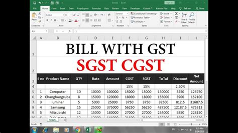 professional bill format  excel youtube