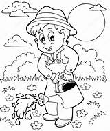 Siembra Huerto Regar Regadera Regando Agricultor Infantiles Blumen Bunte Professionelle sketch template