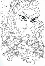 Coloring Pages Fantasy Adults Adult Colouring Color Books Book Sheets Girl Fairy sketch template