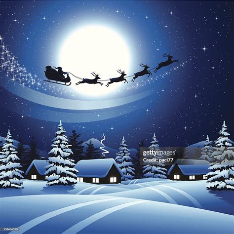 santa claus flying   sky high res vector graphic getty images