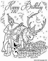 Coloring Frozen Pages Birthday Sven Olaf Colouring Happy Party Kristoff Having Printable Bday Disney Print Kids Color Getcolorings Elsa Sheets sketch template