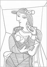 Picasso Opere Fur Adulti Therese Adultos Kunstwerk Erwachsene Malbuch Justcolor Cubismo Grande Darte sketch template