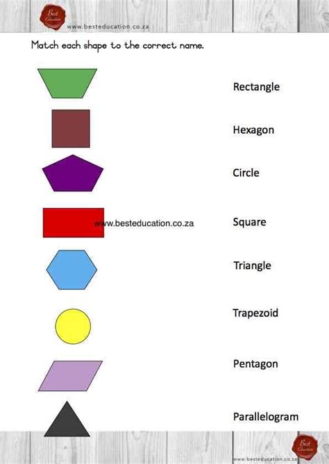 matching   shapes names grade  maths wwwbesteducationcoza