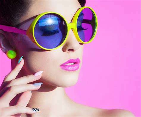 Style Girl Make Up Sunglasses Eyelash Face Earrings Hands