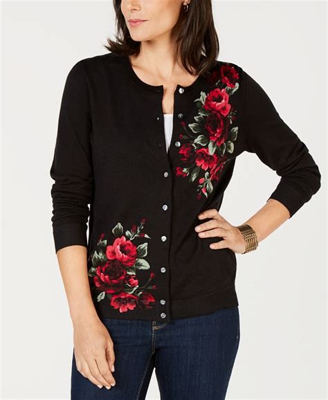 karen scott floral print cardigan sweater created  macys reviews