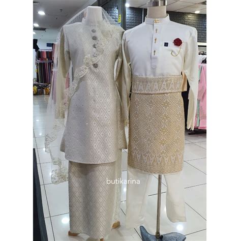 Baju Kurung Pahang Songket Ruhainies Warna Cream Krim Koleksi Baju