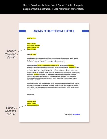 agency recruiter cover letter template google docs word templatenet
