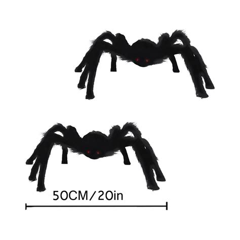 2 Pack Halloween Hairy Spider Set Realistic Giant Scary Spider Props