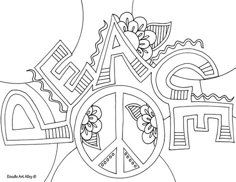 gambar simple attractive  printable peace sign coloring pages