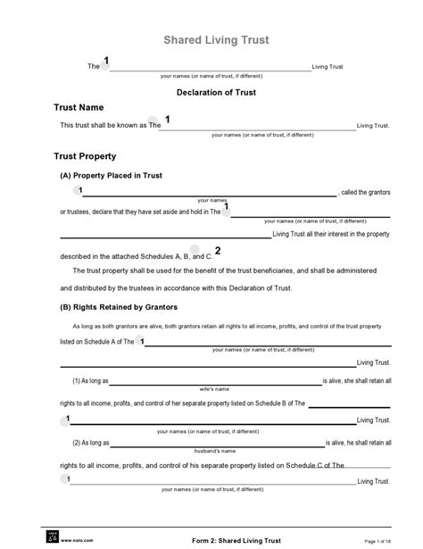 living trust forms templates word templatearchive