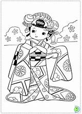 Dinokids Coloriage Nuri Japonesas Meninas Geisha Coloringpages Colorir sketch template