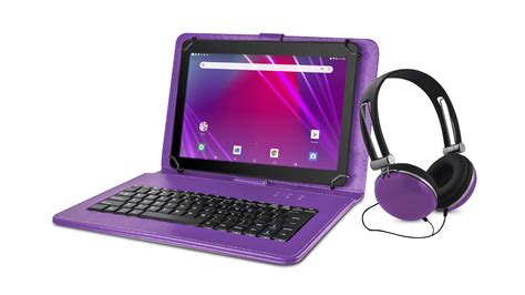 ematic  gb tablet  android   keyboard folio case  headphones purple