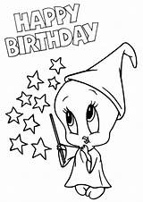 Birthday Coloring Tweety Happy Pages Cute Harry Potter Kids Printable Colouring Bird Looney Print Book Categories A4 Sheets sketch template