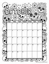 Calendar Coloring Printable October Kids Print Woojr Pages 2021 Printables Calender Halloween August Calander Oct Monthly Woo Jr Template Colouring sketch template