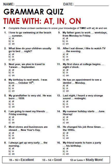 prepositions  time worksheets  plusnew