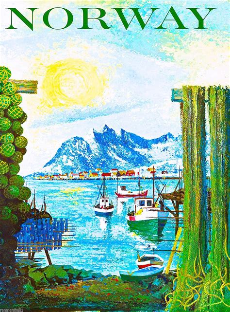 amazoncom norway norwegian scandinavia scandinavian europe travel poster art advertisement