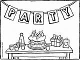 Party Drawing Birthday Pages Colouring Getdrawings sketch template