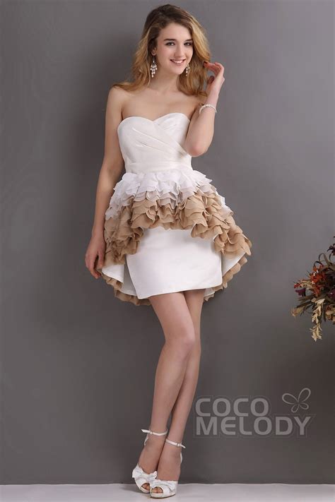 cocomelody sheath column sweetheart short mini satin wedding dress