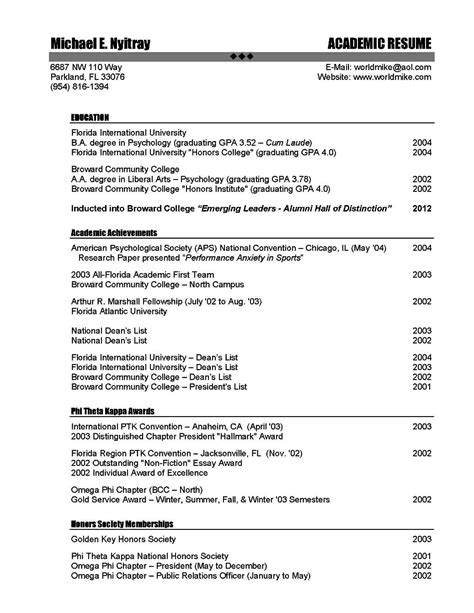 resume  academic position  samples examples format resume