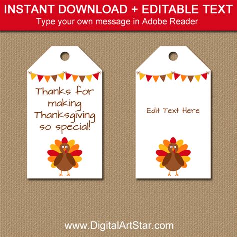 thanksgiving tags editable thanksgiving tag template digital art star
