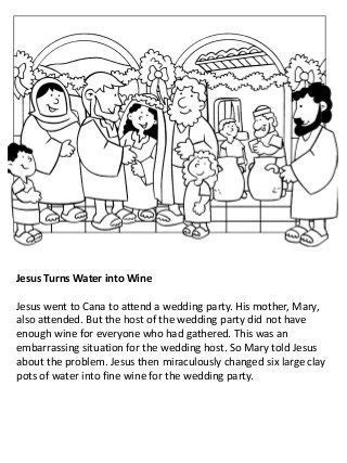 bible story coloring pages jesus miracles water wine wedding  kids