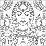 Coloring Pages Tribal Queen Adults Afro Color African American Book Adult Therapy Printable Getcolorings Google Books Print Choose Board sketch template