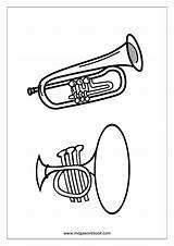 Musical Coloring Instruments Sheets Trumpet Sheet Megaworkbook Pages sketch template