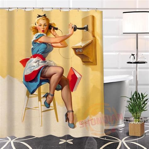 Custom Pin Up Girls Art Paintings Shower Curtain 100