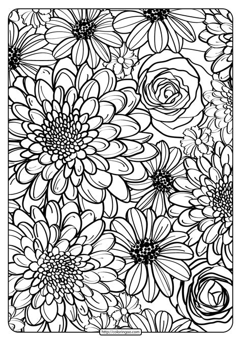 printable flower pattern coloring page  printable flower