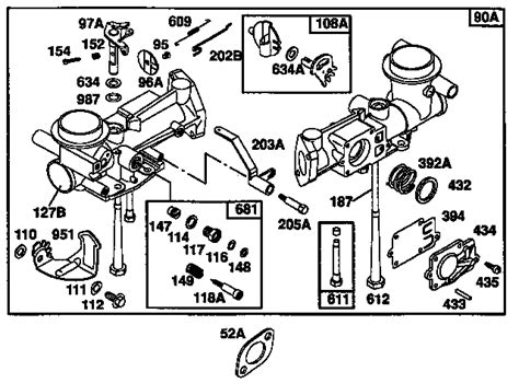 exploded view carburetor assembly diagram parts list  model  briggs