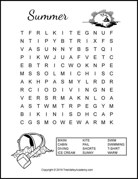 summer word search puzzles  kids summer words kids word search