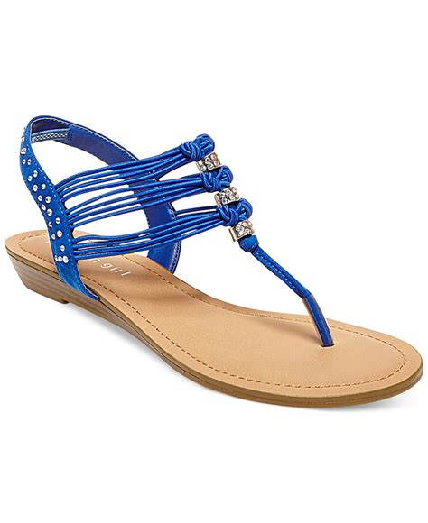 Lyst Madden Girl Thrill T Strap Flat Thong Sandals In Blue