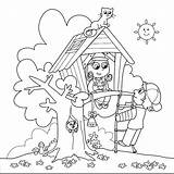 Tree Coloring House Pages Getcolorings Printable sketch template