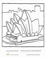 Sydney Opera Coloring House Worksheet Pages Australia Bridge Harbour Education Drawing Worksheets Colouring Australian Getdrawings Landmarks Designlooter Color Geography Map sketch template