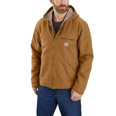 men s sherpa lined jacket relaxed fit washed duck 3 warmest