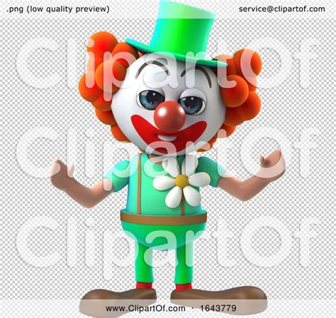 3d Funny Cartoon Clown Character Is Cheering Joyously By