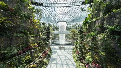singapores   billion jewel changi airport  indoor waterfall