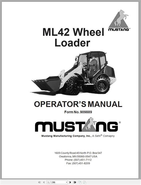mustang  wheel steer loader ml operators manual