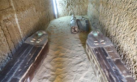 pyramid builders cemetery with coffins discovered near