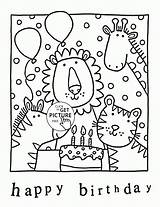 Coloring Pages Birthday Happy Zoo Kids Printable Sheets Animals Color Cards Holiday Party Printables Wuppsy Card Visit Clipart Cake Doodle sketch template