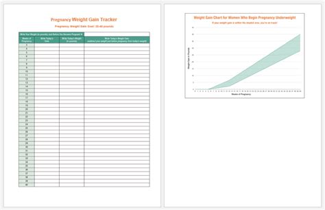 pregnancy weight gain trackers and bmi charts printable medical forms