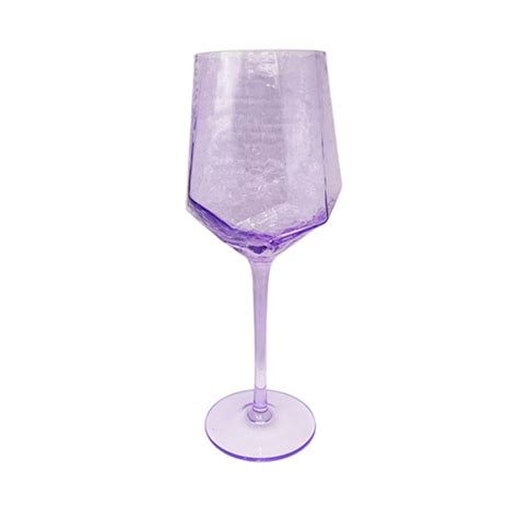 Diamond Shaped Hammered Purple Drinking Glasses Set Shaan Xi Succeed