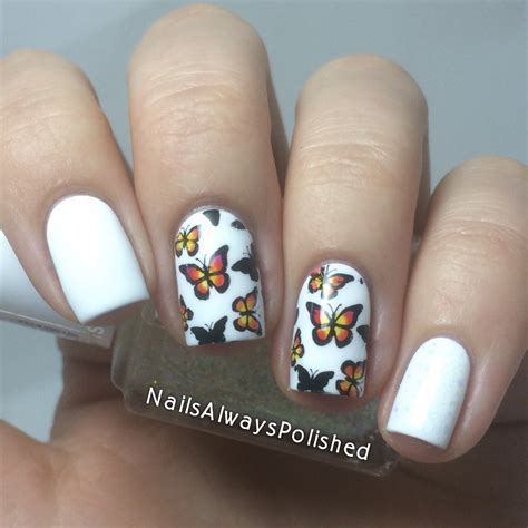 nails  polished butterflies