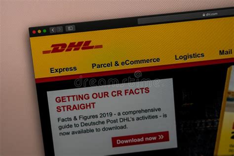 dhl company website homepage close   dhl logo editorial image image  company corporate