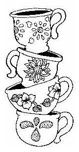Coloring Pages Cups Tea Cup Template Printable Stacked sketch template