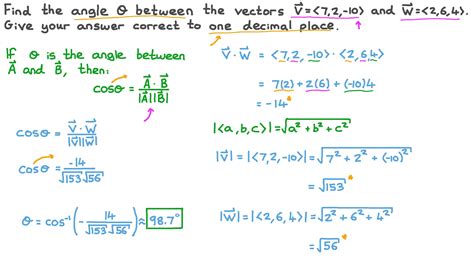 question video finding  angle    vectors nagwa