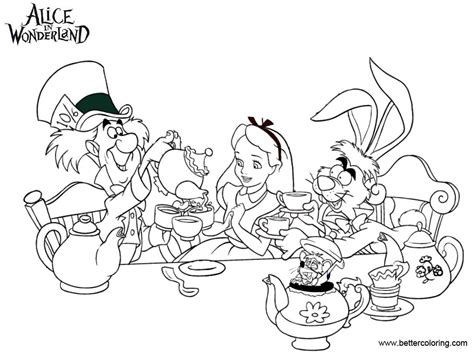 alice  wonderland tea party coloring pages  printable coloring