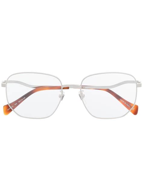 Gucci Square Frame Clear Glasses In Silver Modesens